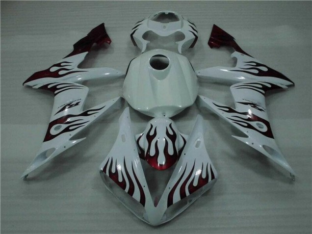 Weiß Rot Flamme 04-06 YZF R1 Motorrad Verkleidung Weiß Rot Flamme 04-06 YZF R1 Motorrad Verkleidung
