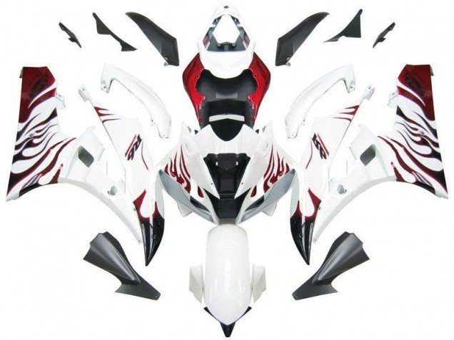 Weiß Rot Flamme 06-07 YZF R6 Motorrad Verkleidung