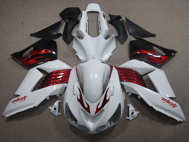 Weiß Rot Ninja 06-11 ZX14R ZZR1400 Motorrad Verkleidung