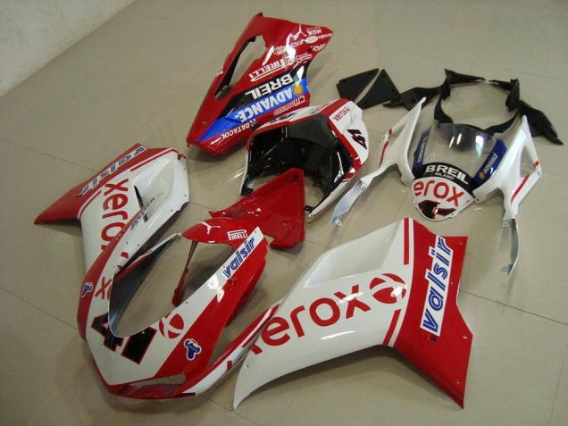 Weiß Rot Xerox 07-14 Ducati 848 1098 1198 Motorrad Verkleidung Weiß Rot Xerox 07-14 Ducati 848 1098 1198 Motorrad Verkleidung