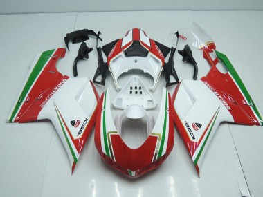 Weiß Und Rot mit Grün Streifen 07-14 Ducati 848 1098 1198 Motorrad Verkleidung